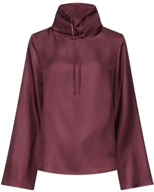 Loulou de Saison Drawstring-Neck Wide-Sleeve Top - Purple