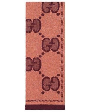 Gucci Gg Jacquard Knitted Scarf - Red