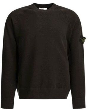 Stone Island Logo-Patch Raglan-Sleeve Jumper - Black