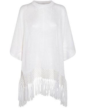 Brunello Cucinelli Asymmetric Fringed Jumper - White