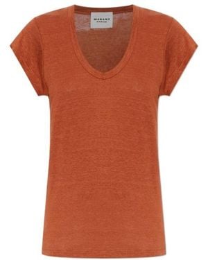 Isabel Marant Ribbed V-Neck T-Shirt - Orange