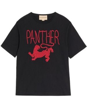Valentino Animal Printed Crewneck T-Shirt - Black