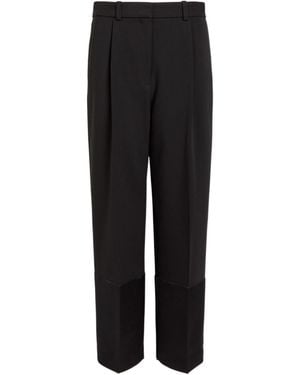 Tory Burch Satin Cuffs Cropped Crepe Pants - Black