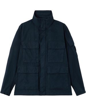 Stone Island Logo Patch Zip-Up Jacket - Blue