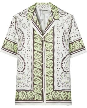 Tory Burch Silk Camp Shirt - White