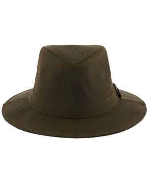 Barbour Logo-Plaque Fedora Hat - Brown