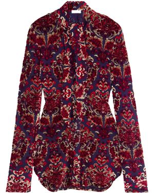 Rabanne Flocked-Pattern Shirt - Red
