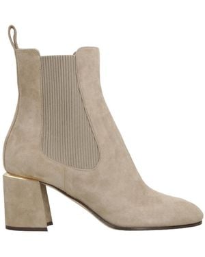 Jimmy Choo Round Head High-Heeled Short Boots - White