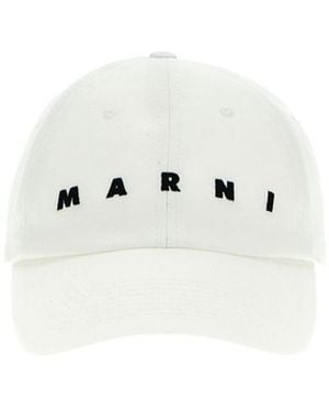 Marni Logo-Embroidered Curved Peak Baseball Cap - White