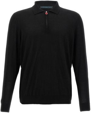 Kiton Zipped Knitted Polo Shirt - Black