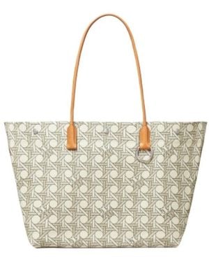 Tory Burch Basketweave-Print Tote Bag - White