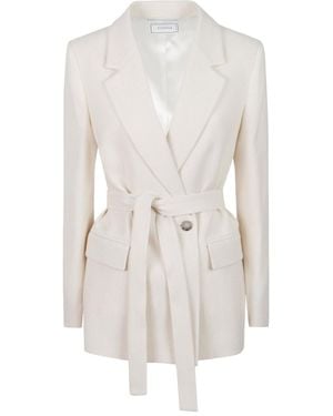 Peserico Long-Sleeved Belted Blazer - White