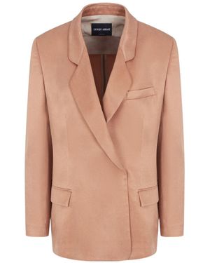 Giorgio Armani Double-Breasted Tailored Blazer - Brown