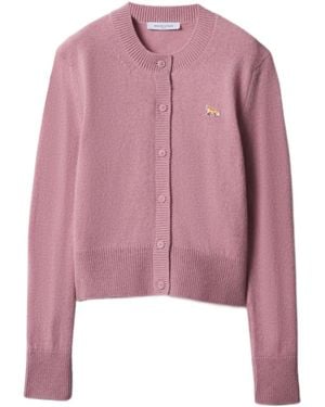 Maison Kitsuné Baby Fox Lambswool Fitted Cardigan - Pink