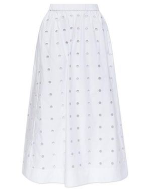 Posse Open-Cut Dots Midi A-Line Skirt - White