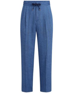 Brunello Cucinelli Drawstring Tapered Trousers - Blue