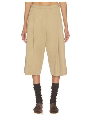 The Row Pleated Wide-Leg Shorts - Natural
