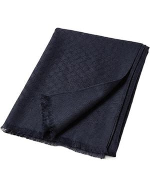 Gucci Gg Wool Silk Jacquard Stole - Blue