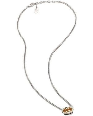 Gucci Interlocking Pendant Chain Necklace - White
