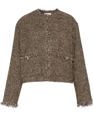 Weekend by Maxmara Wool Blend Bouclé Boxy Jacket - Brown