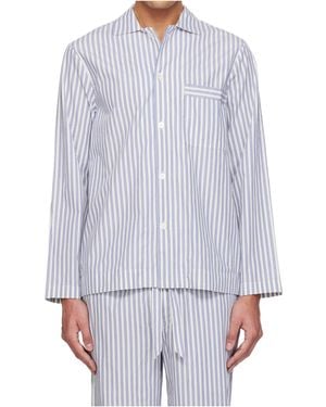 Tekla Striped Pyjama Shirt - White