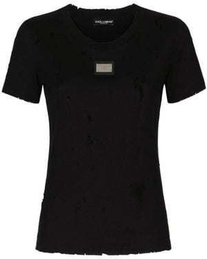 Dolce & Gabbana Antique Round-Collar T-Shirt - Black
