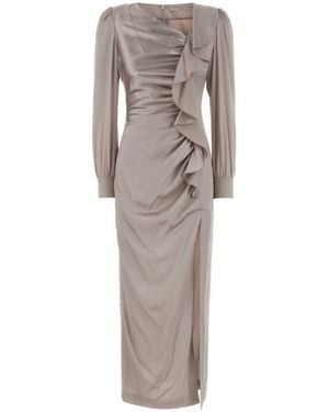 Alessandra Rich Draped Volant Dress - Gray