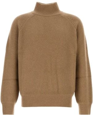 LeKasha High-Neck Ribbed-Knit Jumper - Brown