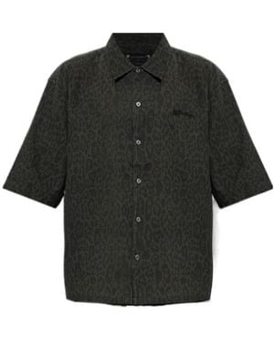 AllSaints Leopard Print Short Sleeve Shirt - Black