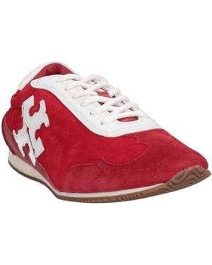 Tory Burch Two-Tone Leather Low-Top Sneakers - Red