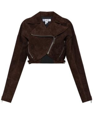 Alaïa Long Sleeve Leather Jacket - Black