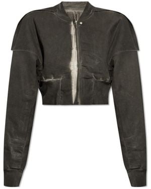 Rick Owens Cropped Zipped Bomber Jacket - Black