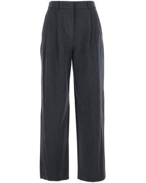 DUNST High-Waisted Pleated Trousers - Blue