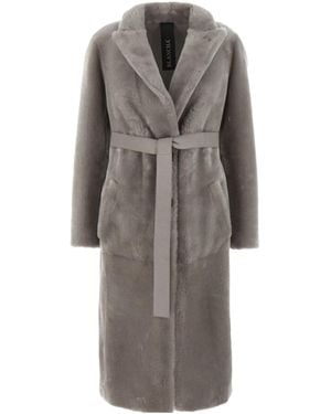 Blancha Reversible Shearling Coat - Gray