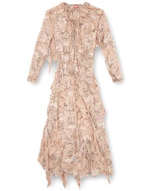 DIESEL D-Azzling-R1 Ruffled Print Maxi Dress - Pink