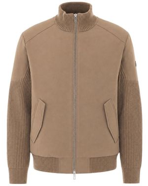 Moose Knuckles Magnus Knit Hybrid Zipped Bomber Jacket - Brown