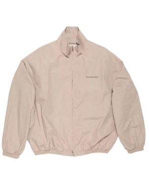 Acne Studios Logo Printed Zip-Up Jacket - Natural