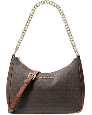 Michael Kors Jet Set Travel Large Signature Logo Convertible Crossbody Bag - Brown