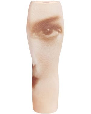 Jean Paul Gaultier Printed Sheer Maxi Skirt - Natural