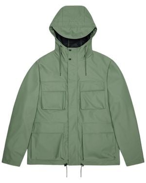 Rains Pocket Detail Hooded Jacket - Green