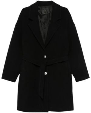Pinko Long Sleeve Belt Buttoned Coat - Black