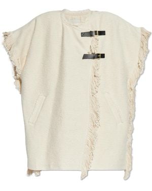 Isabel Marant Fringed Buckled Sleeveless Jacket - White