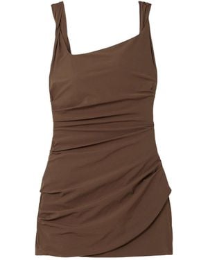 SIR. Draped Twisted Stretch-Crepe Mini Dress - Brown