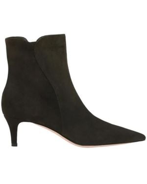 Gianvito Rossi Pointed-Toe Suede Ankle Boots - Black