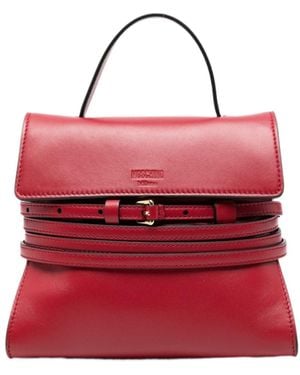 Moschino Tie Me Belt-Detail Top-Handle Mini Tote Bag - Red