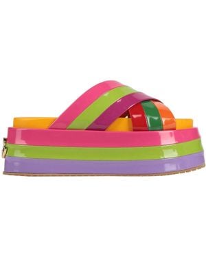 Dolce & Gabbana Multi-Colored Striped Sandals - Pink