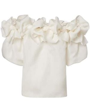 Carolina Herrera Off-Shoulder Silk Top - White