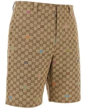 Gucci Gg Monogrammed Shorts - Natural
