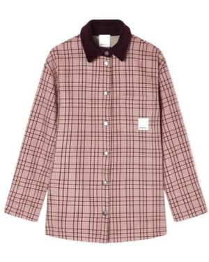 Emporio Armani Eagle Club Reversible Pea Coat With Check Motif - Red