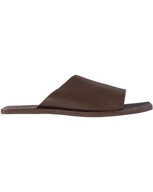 St. Agni Asymmetrical Leather Slippers - Brown